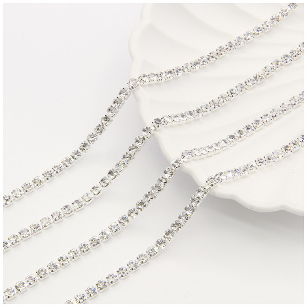 Лента декоративная со стразами, цвет никель